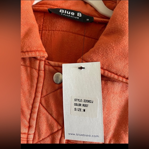 Orange Mineral Washed Quilted Jacket - size Medium - Picture 7 of 7